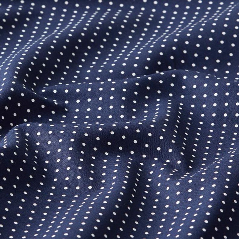 popeline di cotone piccoli pois – blu marino/bianco,  image number 2