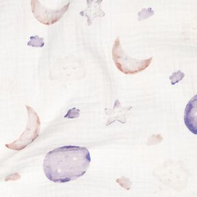 GOTS mussolina / tessuto doppio increspato Cielo notturno stampa digitale | Poppy Fabrics –, 