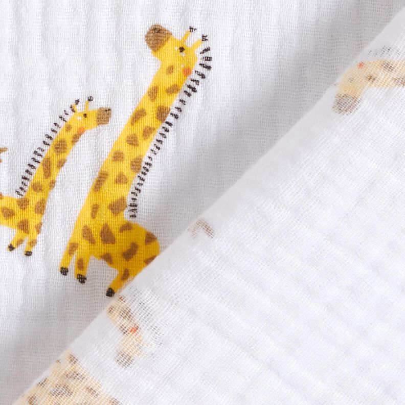 mussolina / tessuto doppio increspato giraffe – bianco/giallo sole,  image number 4