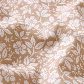 popeline di cotone fiori bicolore – marrone chiaro/bianco lana, 
