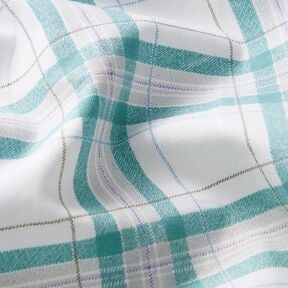 Tessuto di cotone a quadri tartan – bianco/turchese, 