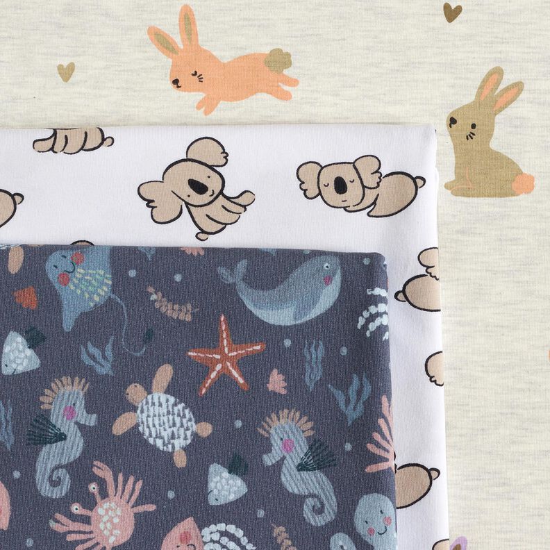 jersey di cotone Conigli e cuori | Poppy Fabrics – bianco lana,  image number 5