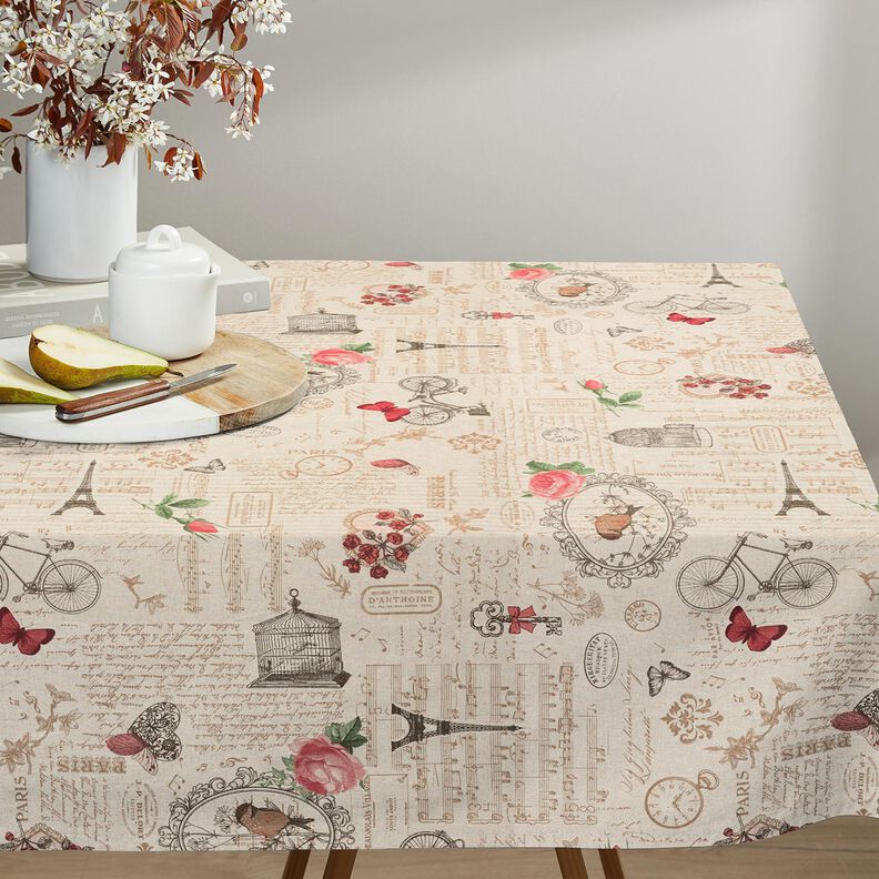 tessuto arredo mezzo panama Collage romantico – naturale/color bacca chiaro, image number 8