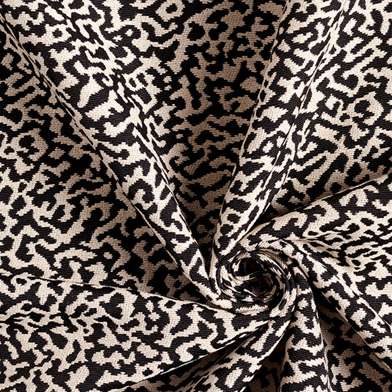 tessuto da rivestimento jacquard, motivo leopardato astratto, grande – nero/sabbia,  image number 3