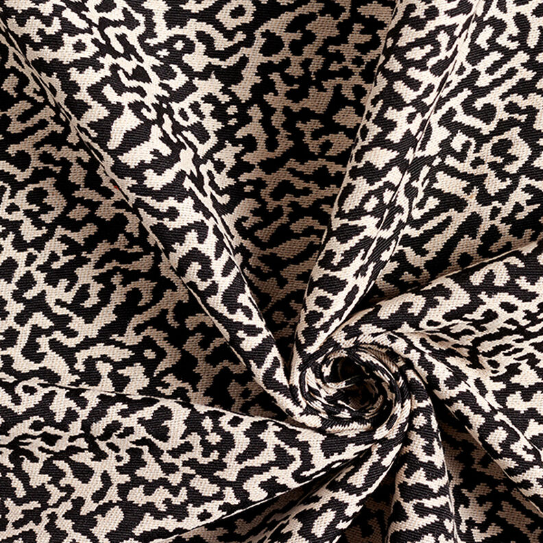 tessuto da rivestimento jacquard, motivo leopardato astratto, grande – nero/sabbia, image number 3