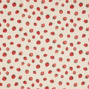 tessuto arredo mezzo panama Piccole fragole – rosso/naturale, 