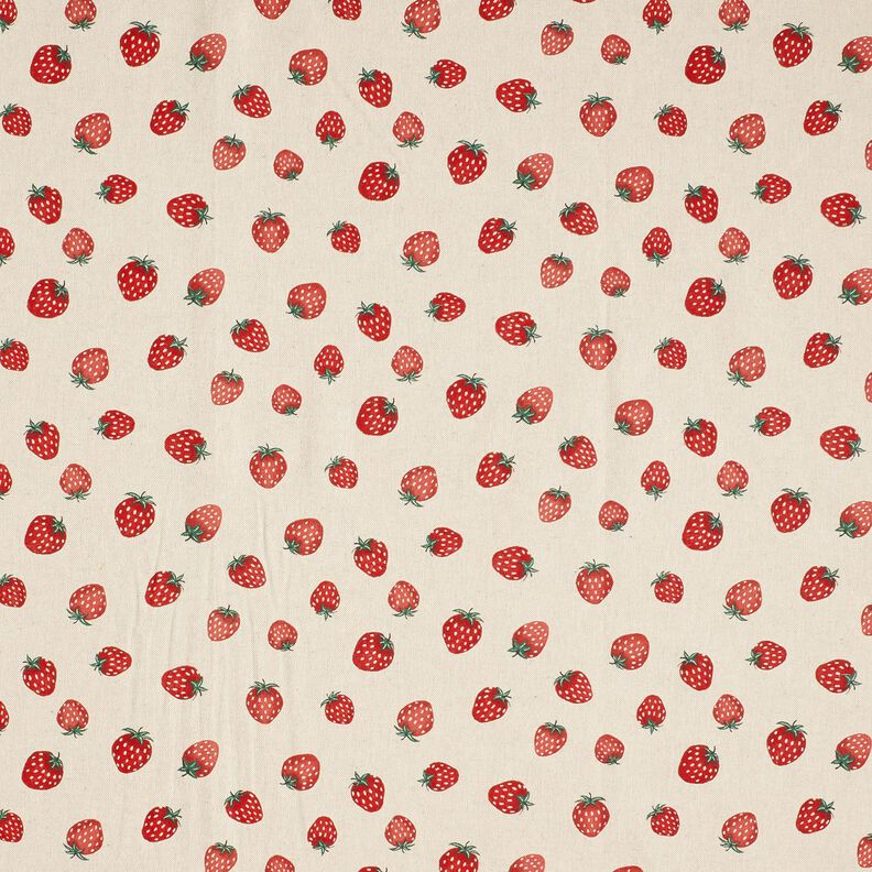 tessuto arredo mezzo panama Piccole fragole – rosso/naturale, image number 1