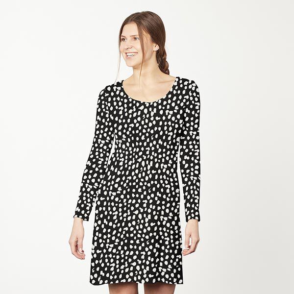 jersey di viscosa, motivo a pois effetto leopardato – nero/bianco, image number 6