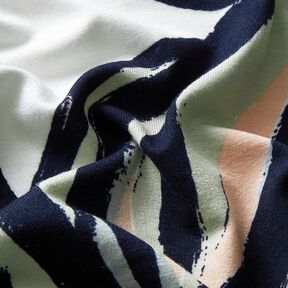 jersey di viscosa grandi foglie – avorio/blu notte, 