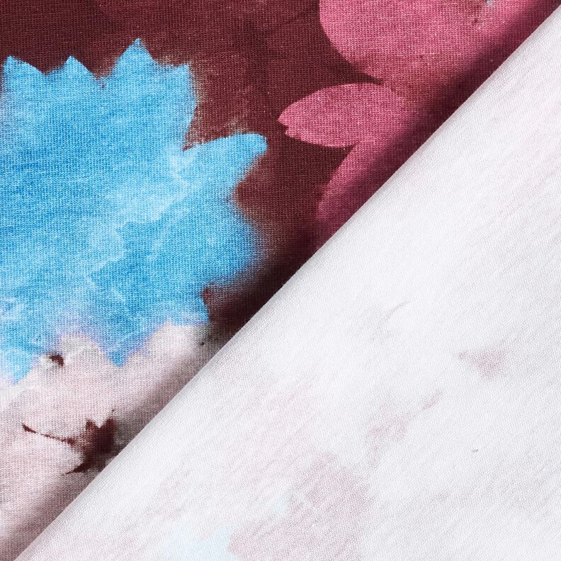 jersey di cotone Fiori sfocati in stampa digitale &ndash; rosso merlot/blu,  image number 4