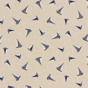 tessuto arredo mezzo panama Piccole barche a vela – naturale/blu marino, 