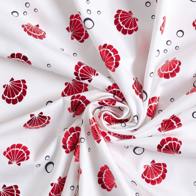 jersey di cotone Conchiglie Metallico – bianco/rosso,  image number 5