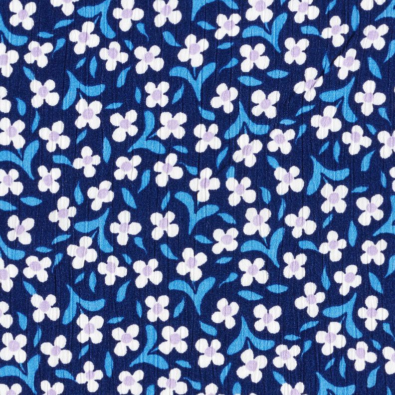 Fiorellini in crêpe di viscosa – blu marino/bianco,  image number 1