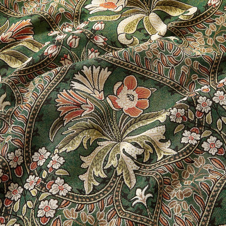 tessuto arredo gobelin Ornamenti floreali – verde/arancio chiaro,  image number 2