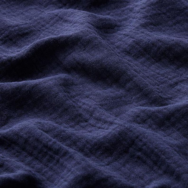 GOTS mussolina / tessuto doppio increspato | Tula – blu marino,  image number 3