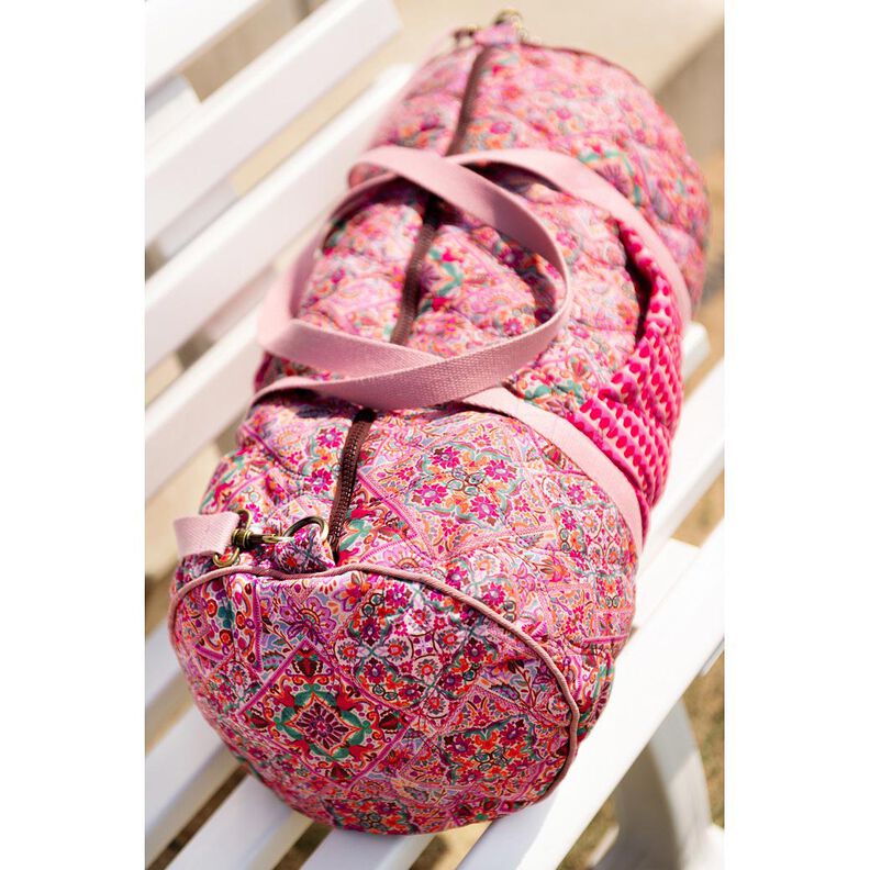 tessuto trapuntato double face losanghe | Poppy Fabrics – rosa fucsia acceso/verde abete,  image number 6