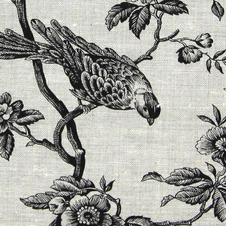 Lino per complementi di arredo Uccelli – nero,  image number 1