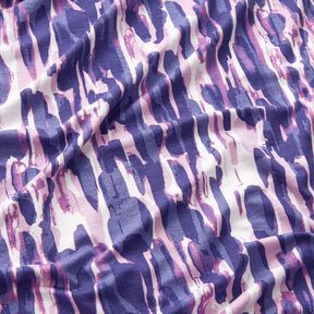 jersey di viscosa Pennellate – bianco/lilla bluastro, 
