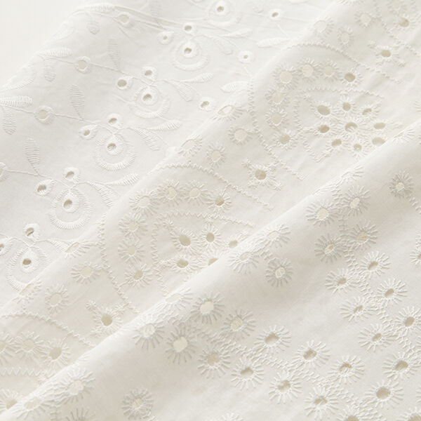 tessuto in cotone, ricami a giorno, gocce – bianco, image number 6
