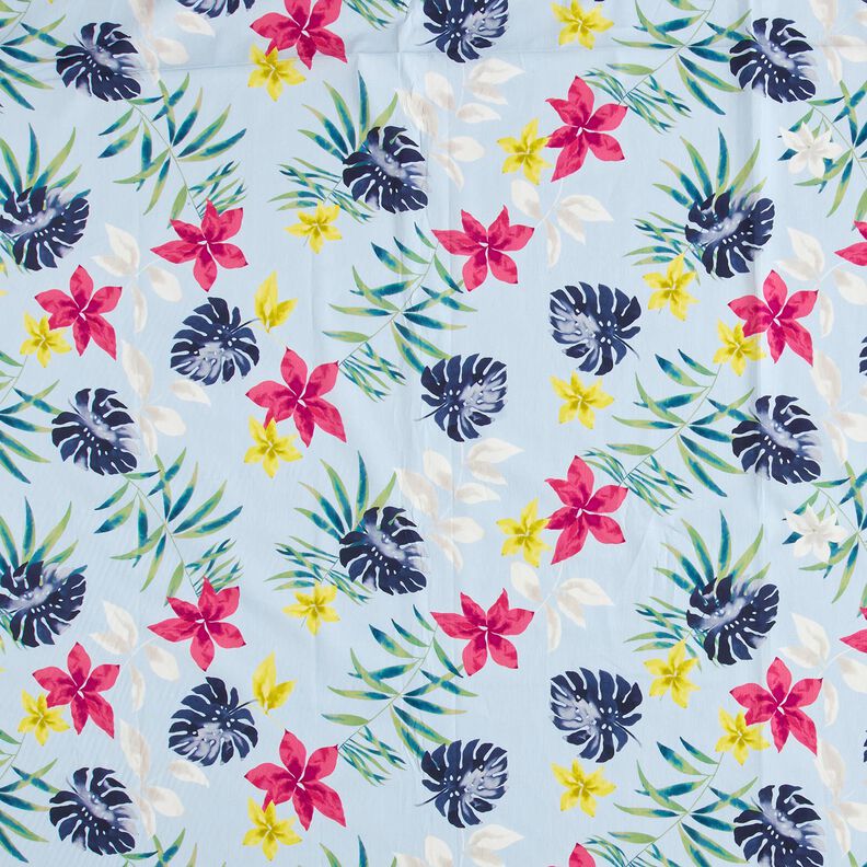 Fiori tropicali in tessuto di cotone – azzurro,  image number 1