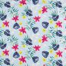 Fiori tropicali in tessuto di cotone – azzurro,  thumbnail number 1