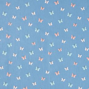GOTS popeline di cotone Farfalle – blu brillante, 