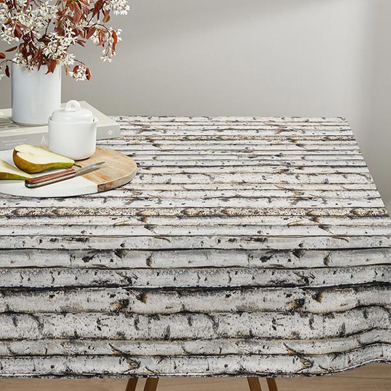 tessuto arredo mezzo panama tronchi di betulla – grigio chiaro,  image number 9