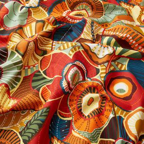 tessuto in cotone cretonne Fiori folcloristici – rosso carminio/petrolio, 