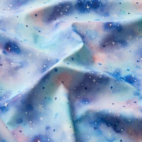 tessuto per impermeabili Cielo stellato all'acquerello stampa digitale – blu ghiaccio/lilla bluastro, 