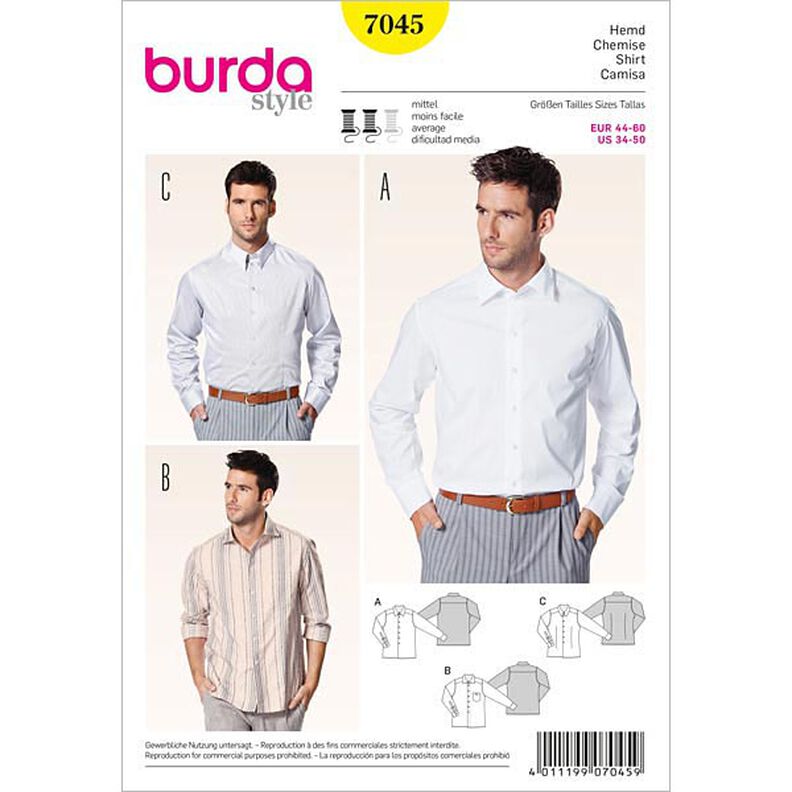 Camicia da uomo, Burda 7045,  image number 1