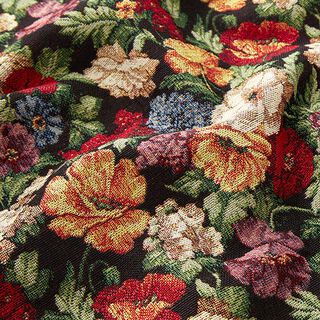 tessuto arredo gobelin mazzo di fiori lurex – nero/oro, 