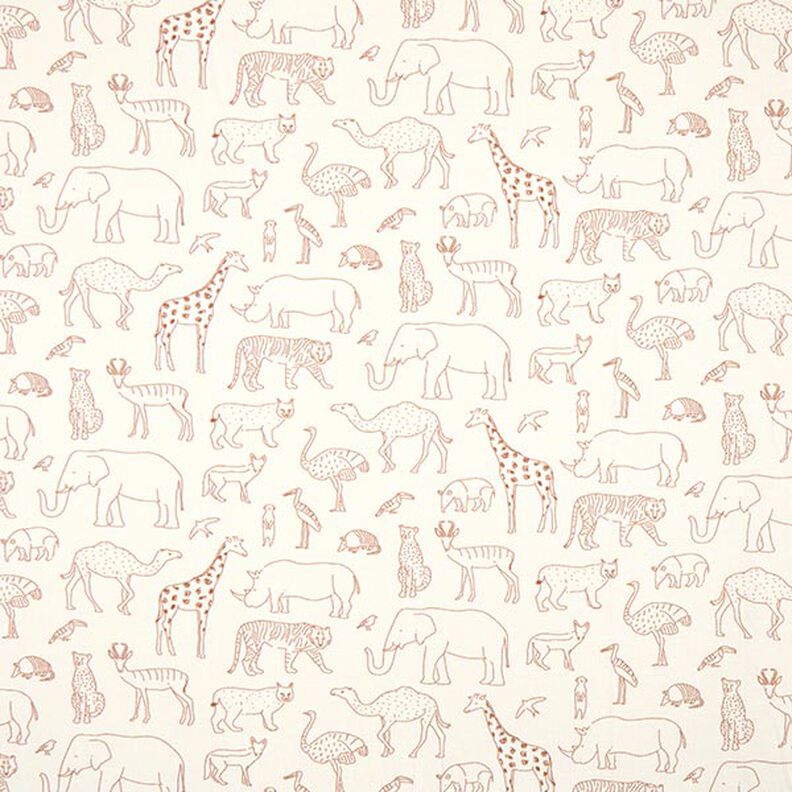 French terry, felpa estiva Animali da safari disegnati – beige chiaro,  image number 1