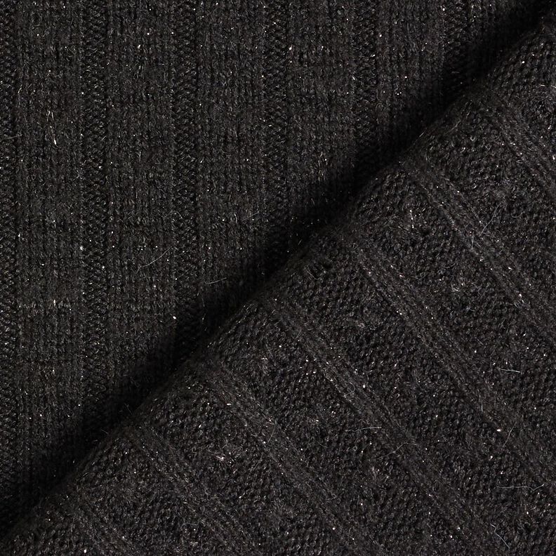 tessuto in maglia Ajour eleganti strisce glitterate – nero,  image number 4
