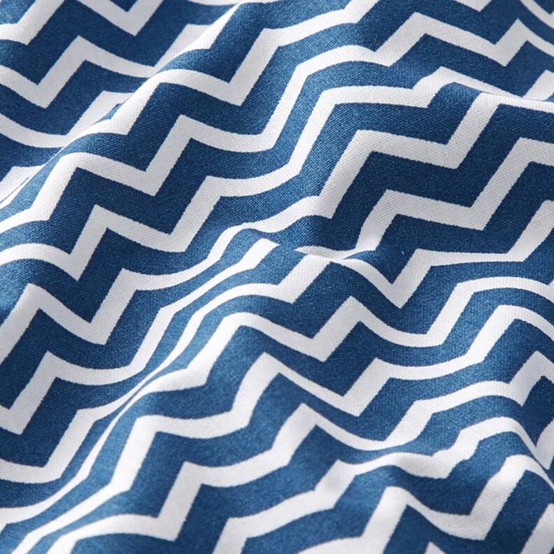 tessuto in cotone cretonne zig zag – blu marino/bianco,  image number 2