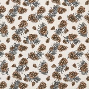tessuto arredo tessuti canvas Pigne di abete – naturale/marrone scuro, 