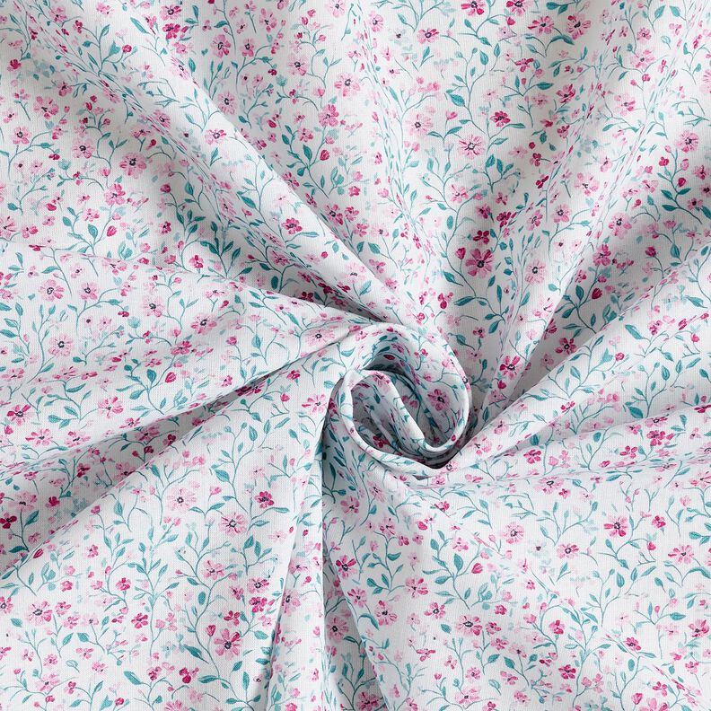 tessuto in cotone popeline Fiorellini delicati – menta piperita/violetto pastello,  image number 3