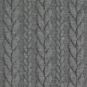 Jersey jacquard, cloqué, motivi a treccia – grigio scuro, 