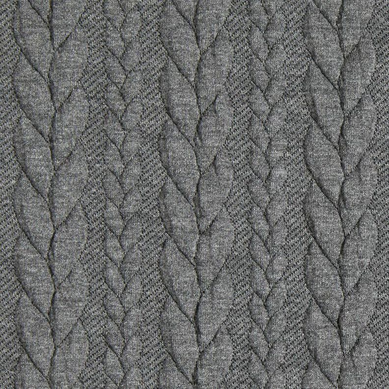 Jersey jacquard, cloqué, motivi a treccia – grigio scuro,  image number 1