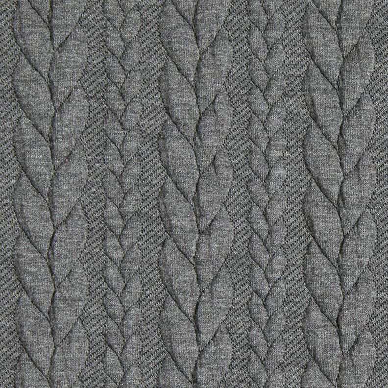 Jersey jacquard, cloqué, motivi a treccia – grigio scuro,  image number 1