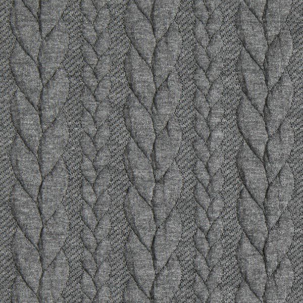 Jersey jacquard, cloqué, motivi a treccia – grigio scuro,  image number 1