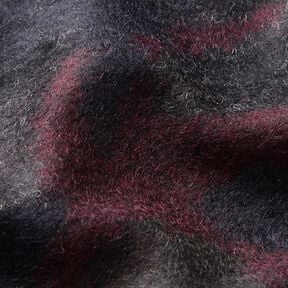 tessuto per cappotti misto lana Camouflage – nero/rosso merlot, 