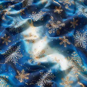 French terry, felpa estiva Fiocchi di neve Via Lattea | Glitzerpüppi – indaco/oro anticato, 