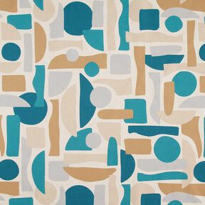 tessuto arredo mezzo panama Forme astratte – naturale/petrolio, 