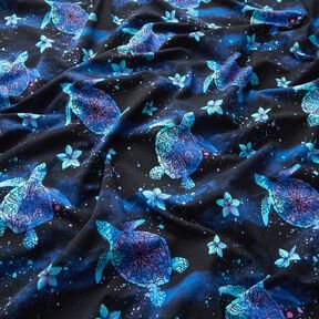 jersey di cotone Tartarughe Aloha | Glitzerpüppi – blu notte/turchese chiaro, 