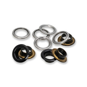 Occhielli con rondelle [20 pezzi | Ø 11 mm] | Prym – nero/argento effetto metallizzato, 
