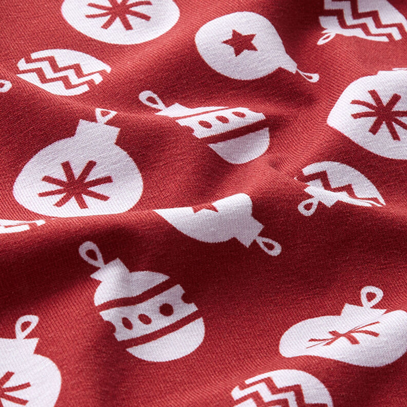 jersey di cotone, palline dell'albero di Natale – rosso carminio,  image number 2