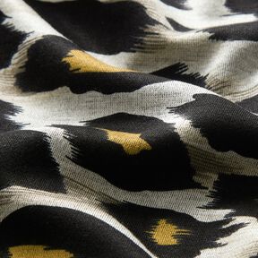 jersey di viscosa Grandi macchie di leopardo – grigio chiaro/giallo curry, 