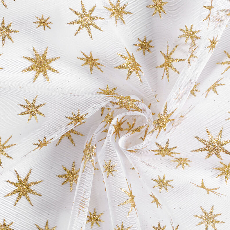 Tulle con stelle brillanti – bianco/oro,  image number 3