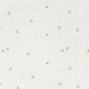 mussolina / tessuto doppio increspato Piccoli uccellini – bianco lana/naturale, 