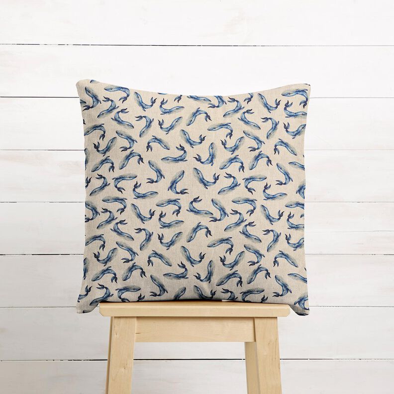 tessuto arredo mezzo panama balene &ndash; indaco/naturale,  image number 6